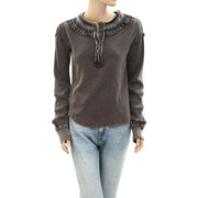 Free People We The Free Holly Henley Thermal Tunic Top