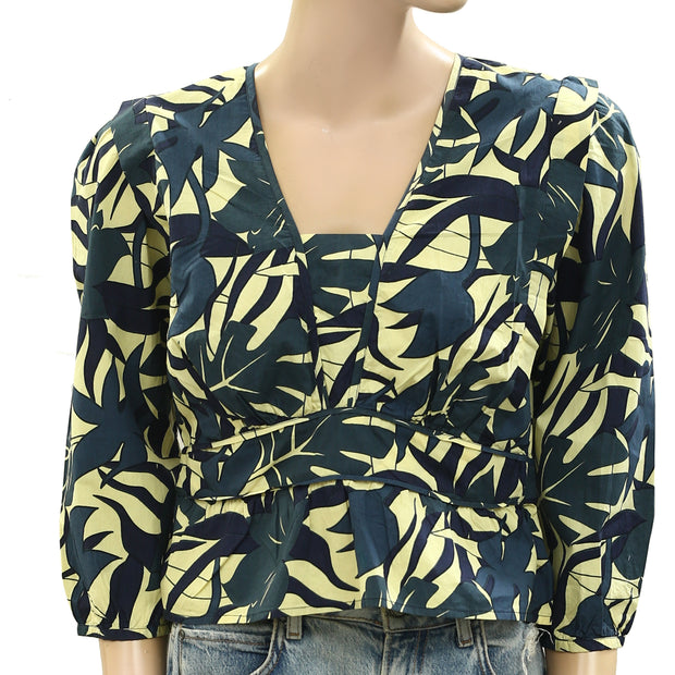 BA&SH Printed Cropped Blouse Top