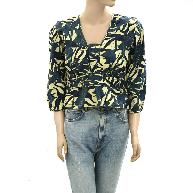 BA&SH Printed Cropped Blouse Top