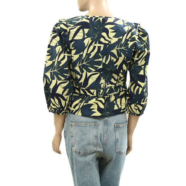 BA&SH Printed Cropped Blouse Top