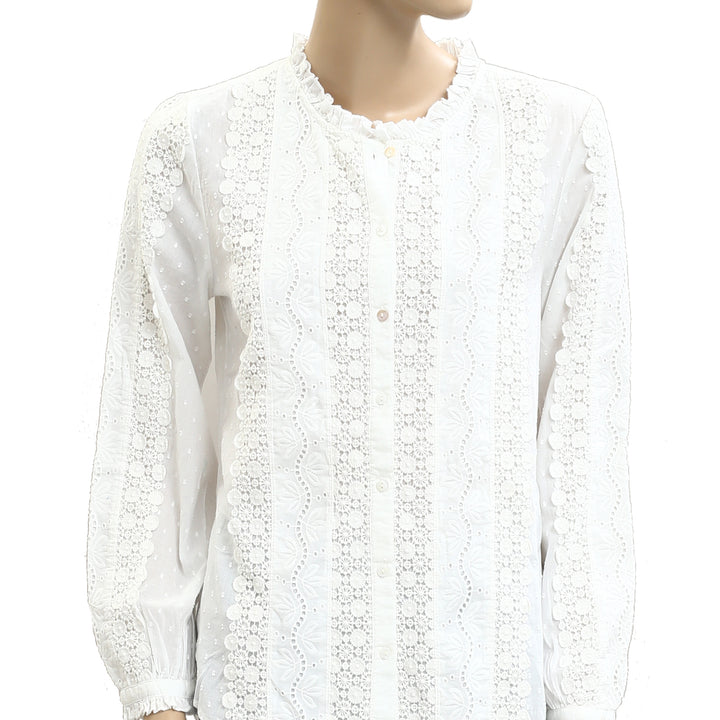 Sundance Floral Eyelet Embroidered Shirt Blouse Top