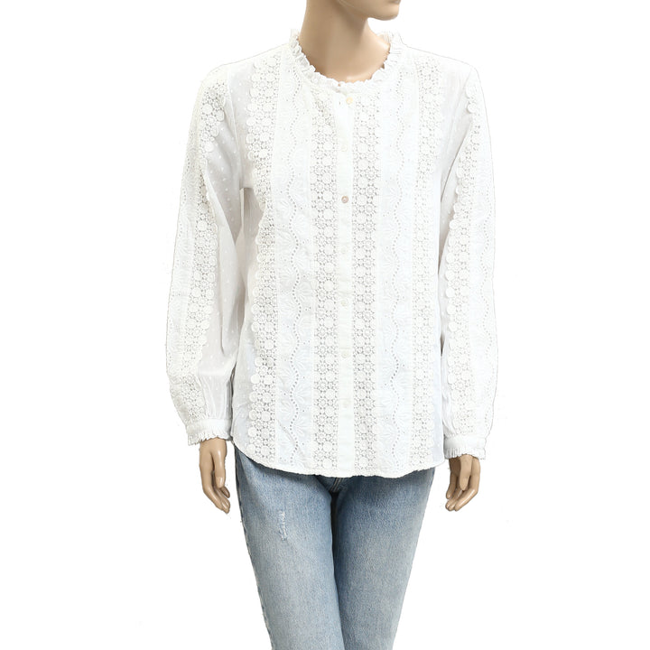 Sundance Floral Eyelet Embroidered Shirt Blouse Top