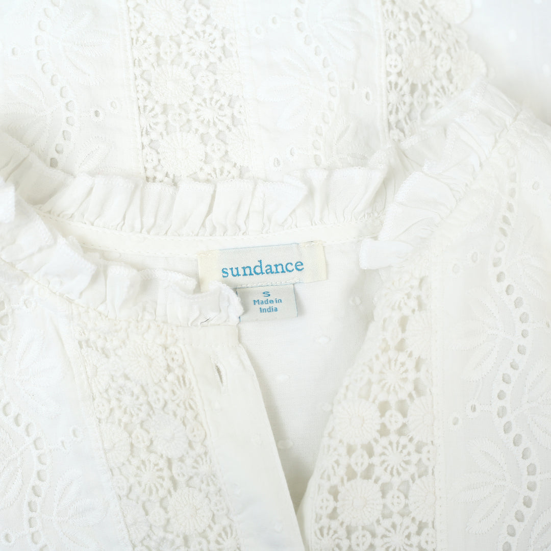 Sundance Floral Eyelet Embroidered Shirt Blouse Top