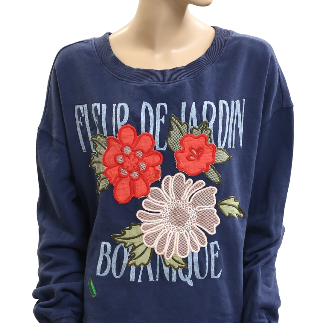 By Anthropologie Appliqué Pullover Sweater Blouse Top