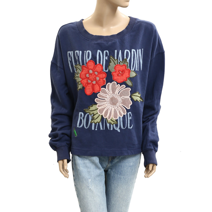By Anthropologie Appliqué Pullover Sweater Blouse Top