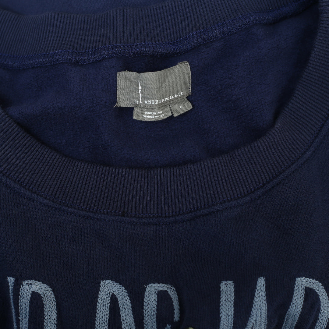 By Anthropologie Appliqué Pullover Sweater Blouse Top