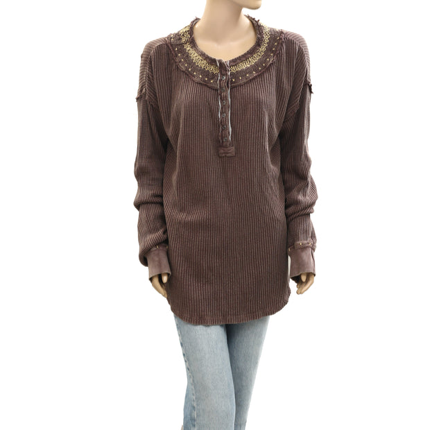 Free People We The Free Holly Henley Tunic Thermal Top