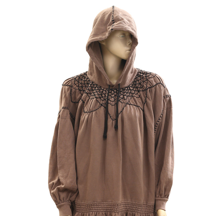 Free People Marty Smocked Mini Dress Hoodie