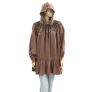 Free People Marty Smocked Mini Dress Hoodie