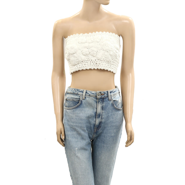 Free People Floral Crochet Blouse Tube Top