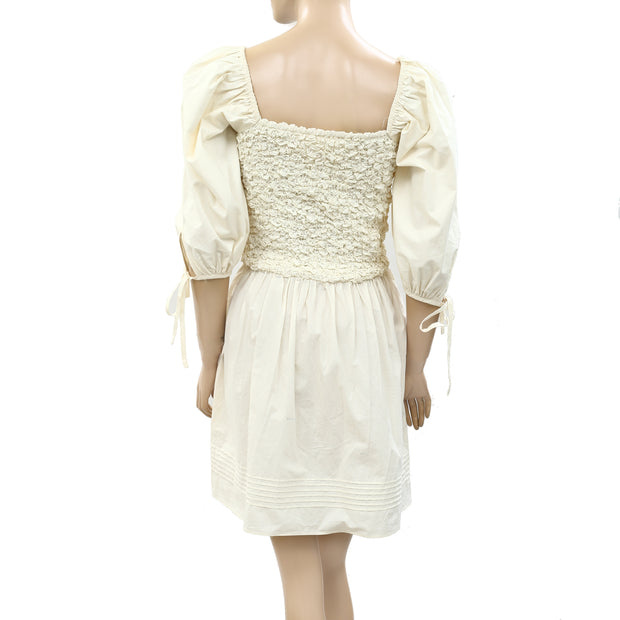Saylor Anthropologie Popcorn Smocked Cotton Mini Dress