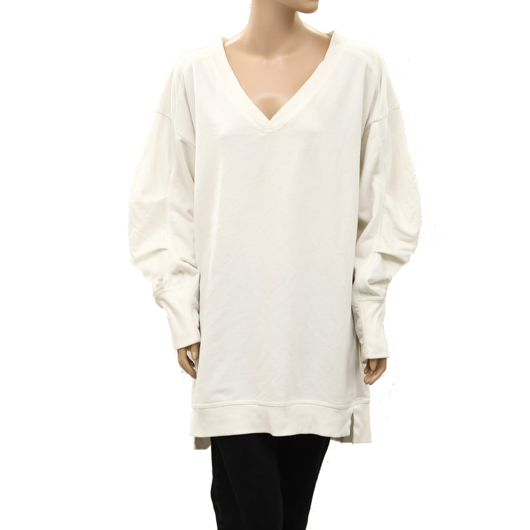 Daily Practice By Anthropologie V-Neck Batwing Sweatshirt Tunic Top