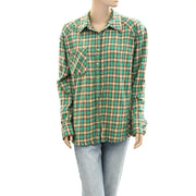 BDG Urban Outfitters Brixton Flannel Button-Down Shirt Tunic Top