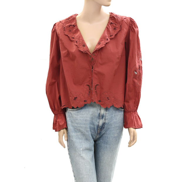 Free People Maisie Cutwork Blouse Top