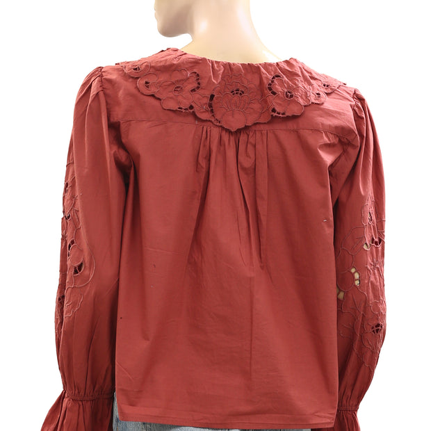 Free People Maisie Cutwork Blouse Top