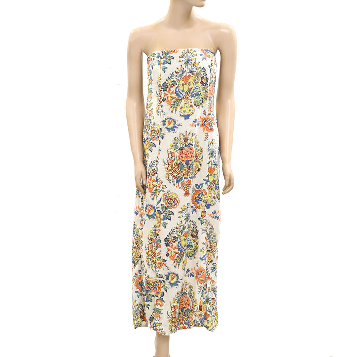 By Anthropologie The Aliza Strapless Linen Maxi Dress