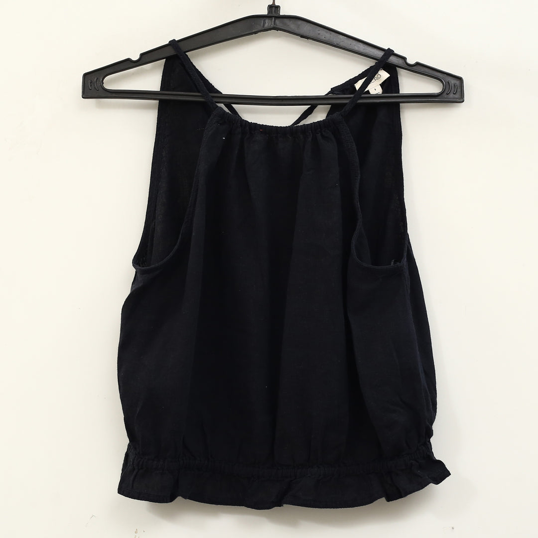 Anthropologie Pilcro Cropped Linen Halter Top