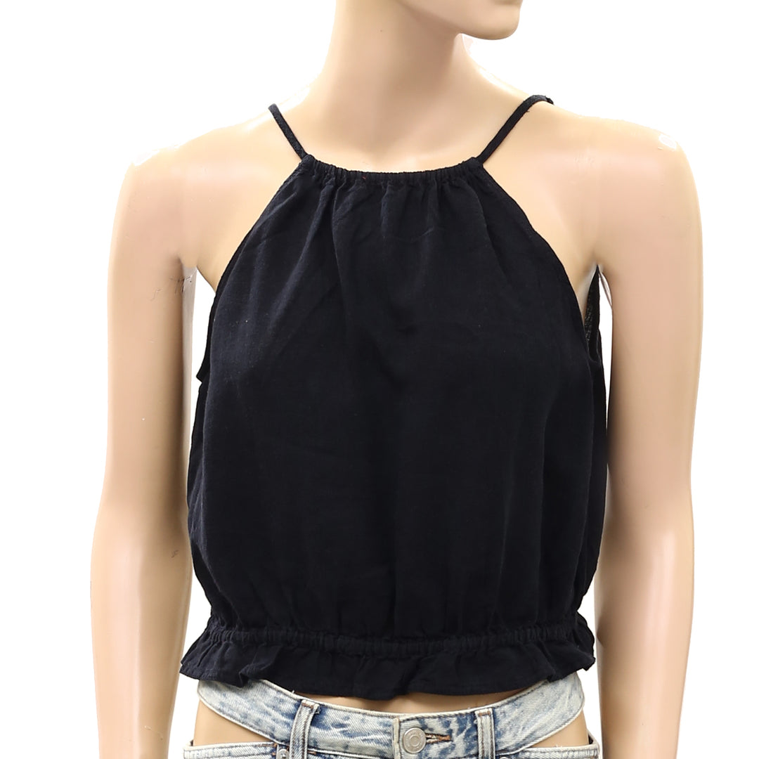 Anthropologie Pilcro Cropped Linen Halter Top