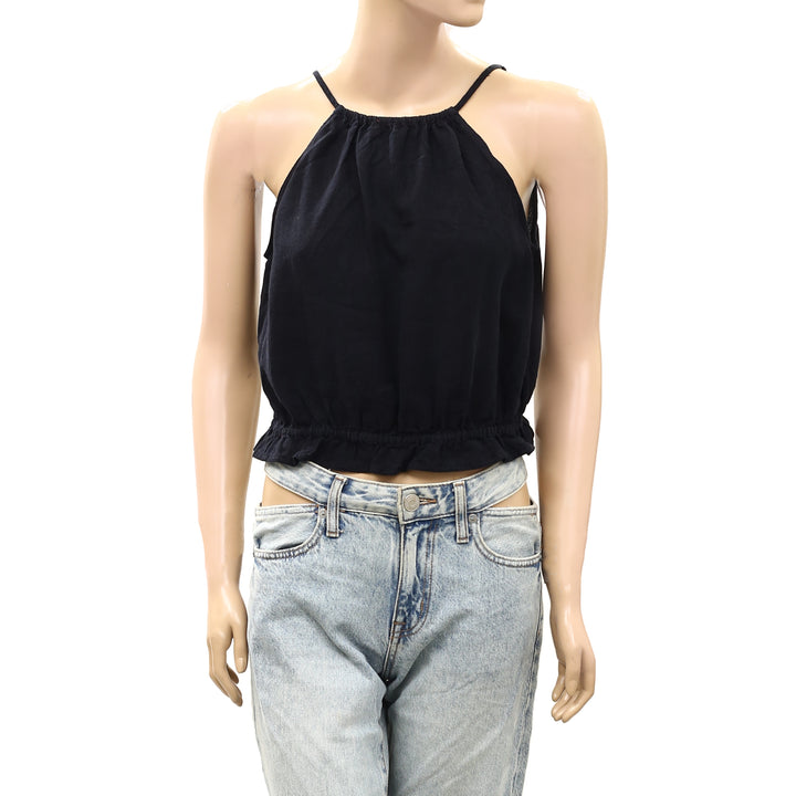 Anthropologie Pilcro Cropped Linen Halter Top