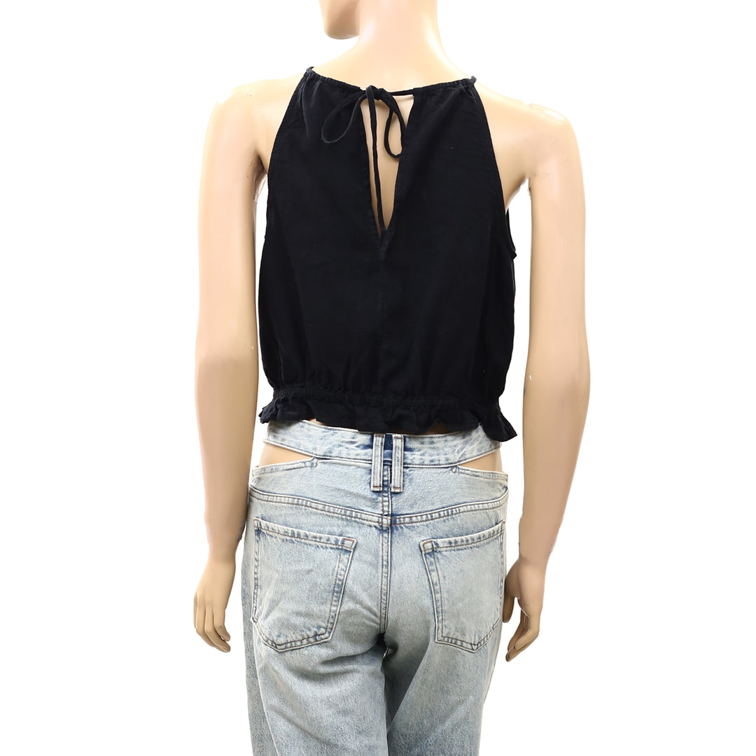 Anthropologie Pilcro Cropped Linen Halter Top