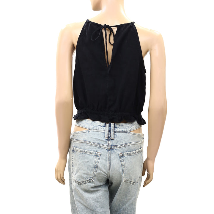 Anthropologie Pilcro Cropped Linen Halter Top