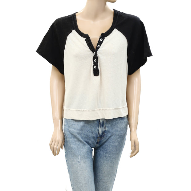 Free People We The Free Eyes Closed Henley Cropped Top