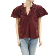 By Anthropologie Layered-Sleeve Henley Top Blouse