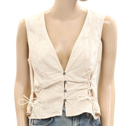 Free People Lala Lace Up Vest Blouse Top