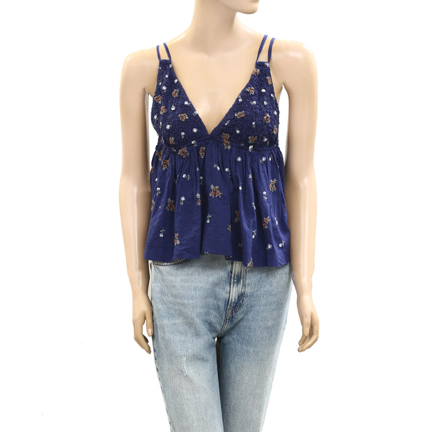 Free People Intimately Out Of Town Embroidered Cami Tank Top