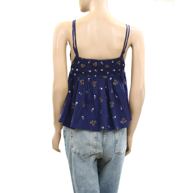 Free People Intimately Out Of Town Embroidered Cami Tank Top