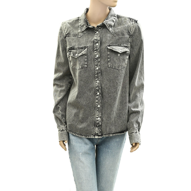 BDG Urban Outfitters Ariella Denim Western Shirt Blouse Top