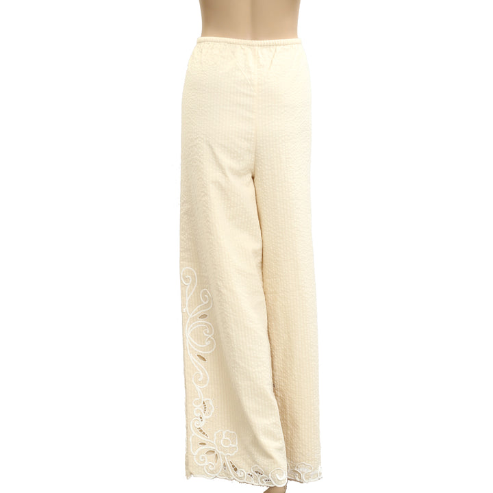 Free People Flower Eyelet Embroidered Trousers Pants