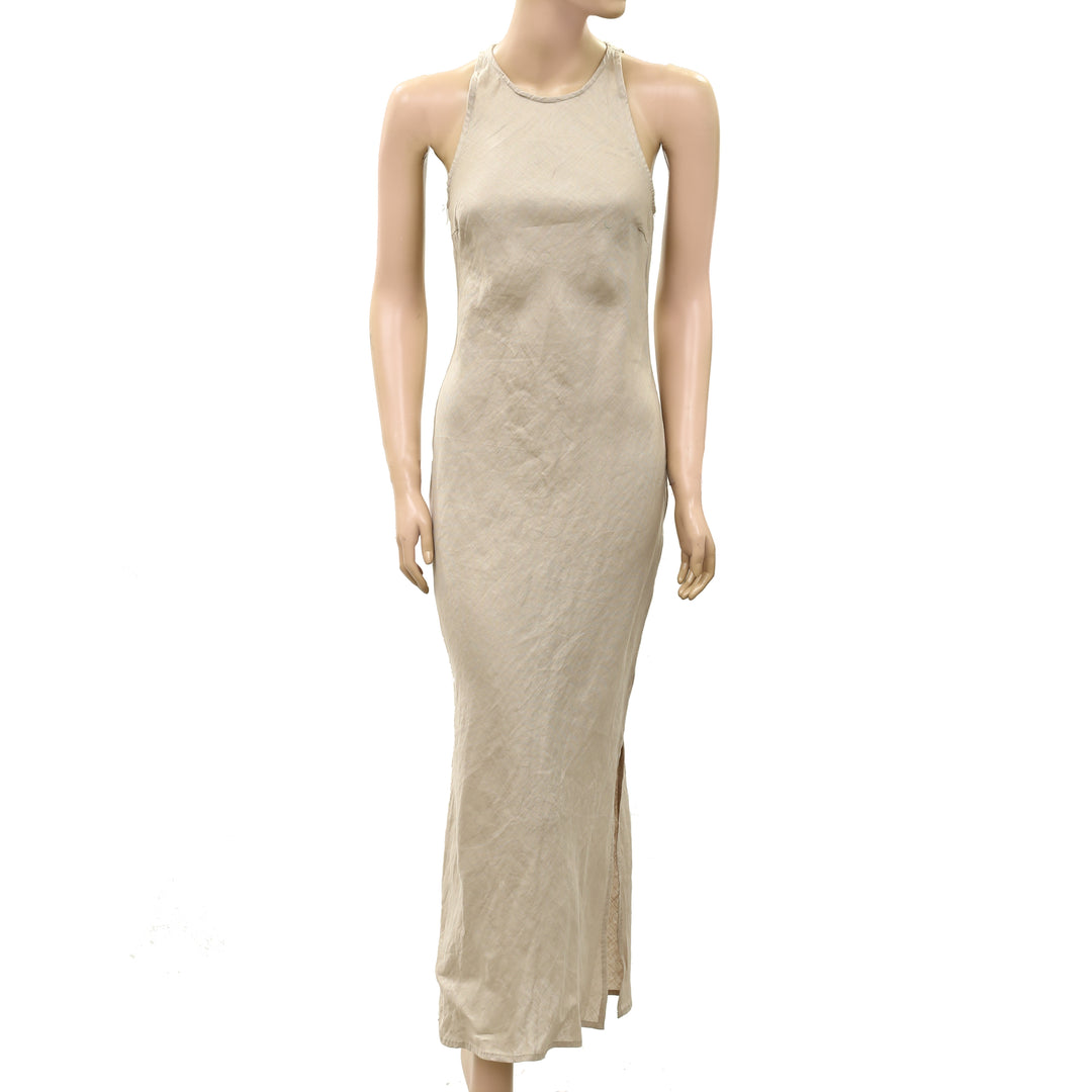 James Perse Los Angeles Linen Halter Maxi Dress