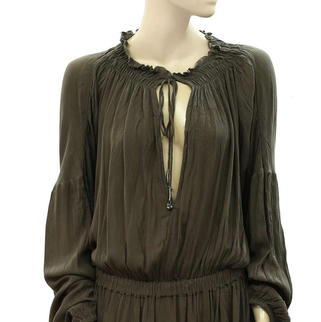 Free People Solid Ruffle Tiered Mini Dress