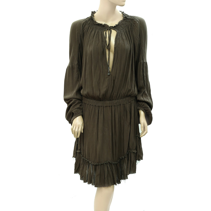 Free People Solid Ruffle Tiered Mini Dress