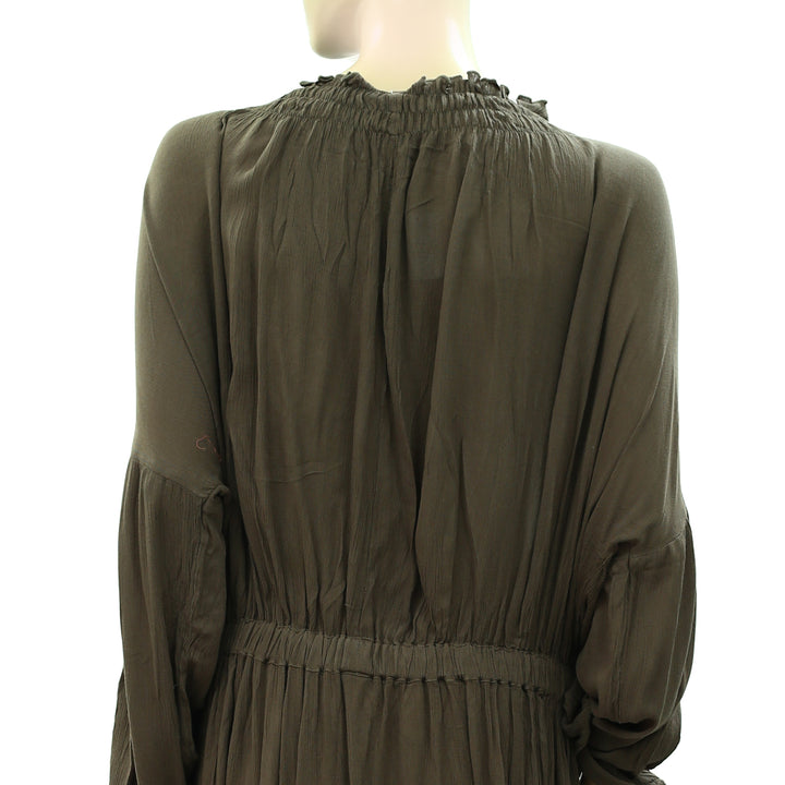 Free People Solid Ruffle Tiered Mini Dress