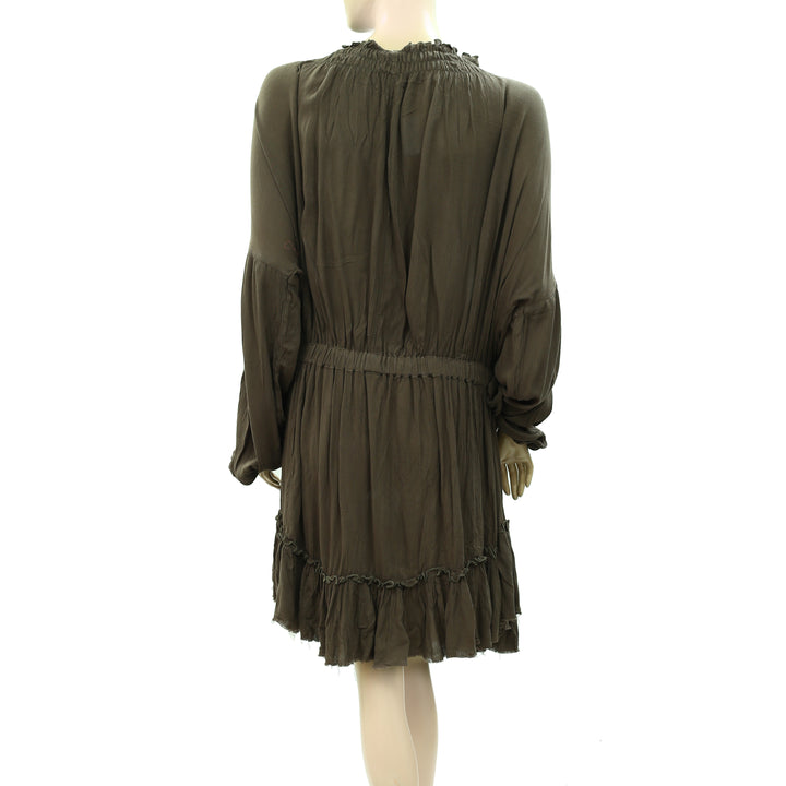 Free People Solid Ruffle Tiered Mini Dress