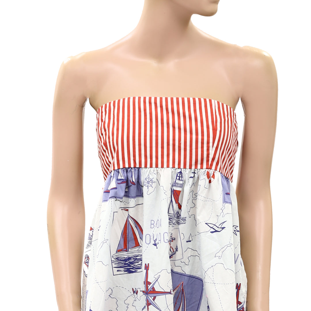 Anthropologie Celandine Cotton Printed Strapless Mini Dress