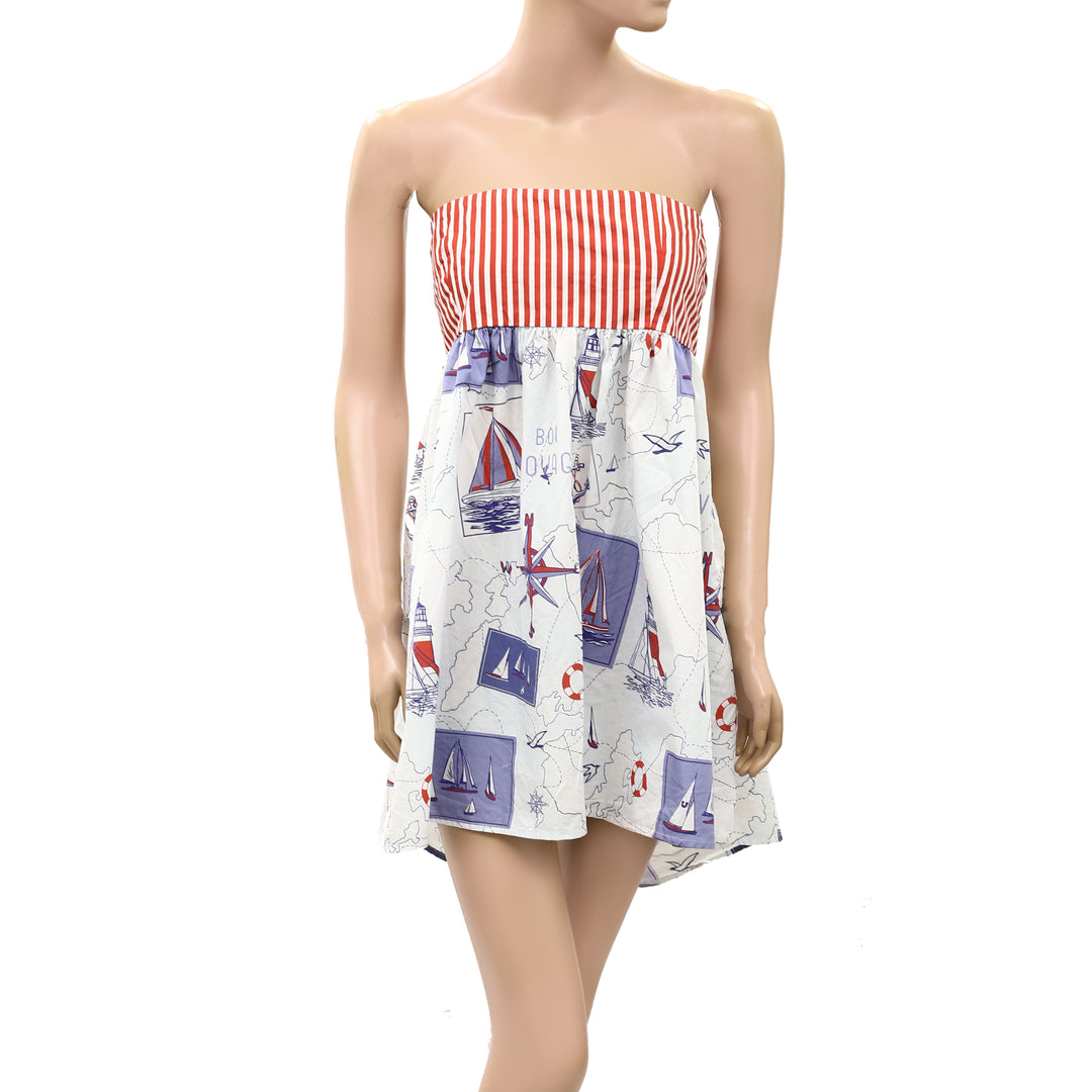 Anthropologie Celandine Cotton Printed Strapless Mini Dress