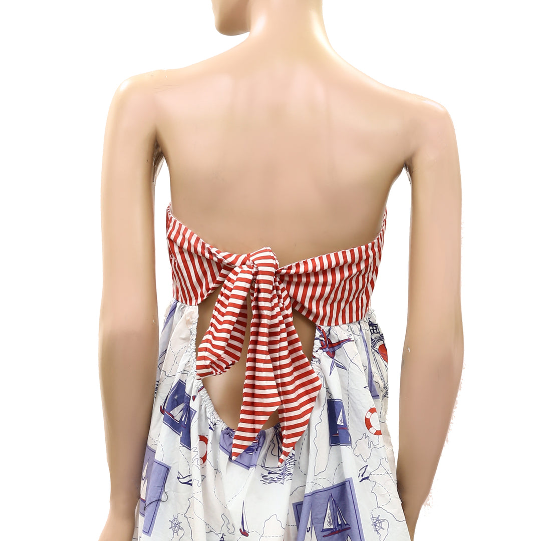 Anthropologie Celandine Cotton Printed Strapless Mini Dress