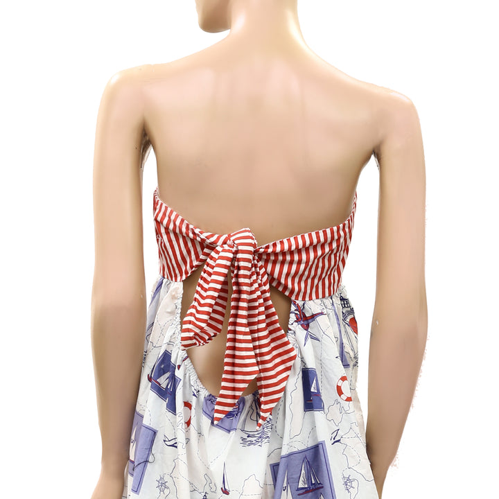 Anthropologie Celandine Cotton Printed Strapless Mini Dress