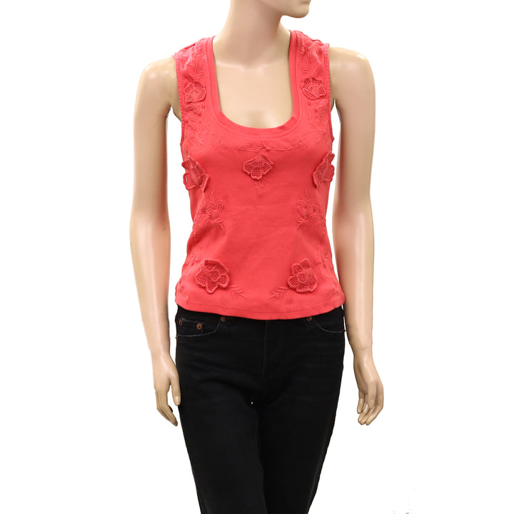 By Anthropologie Embellished Scoop-Neck Blouse Tank Top