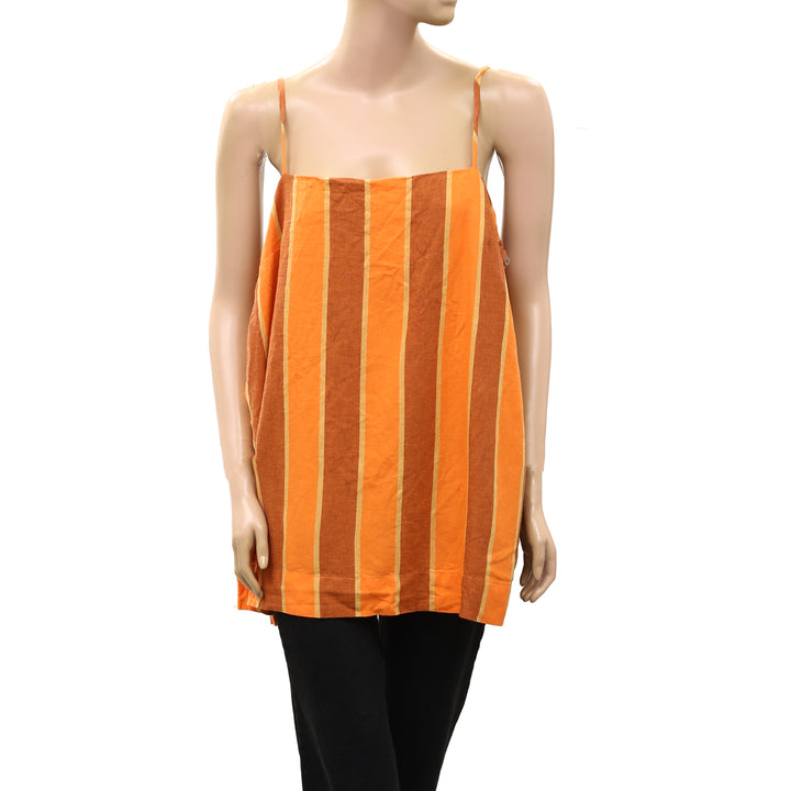Free People Free-est Sightseer Linen Striped Tank Top