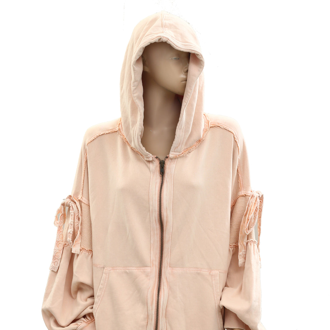 Free People Bow Girl Sweatshirt Hoodie Jacket Top