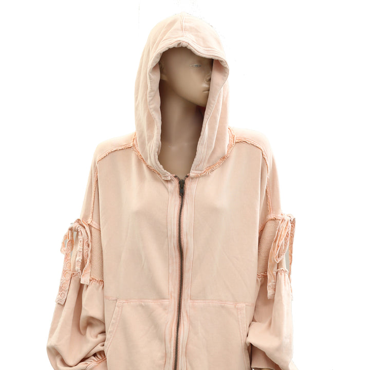Free People Bow Girl Sweatshirt Hoodie Jacket Top