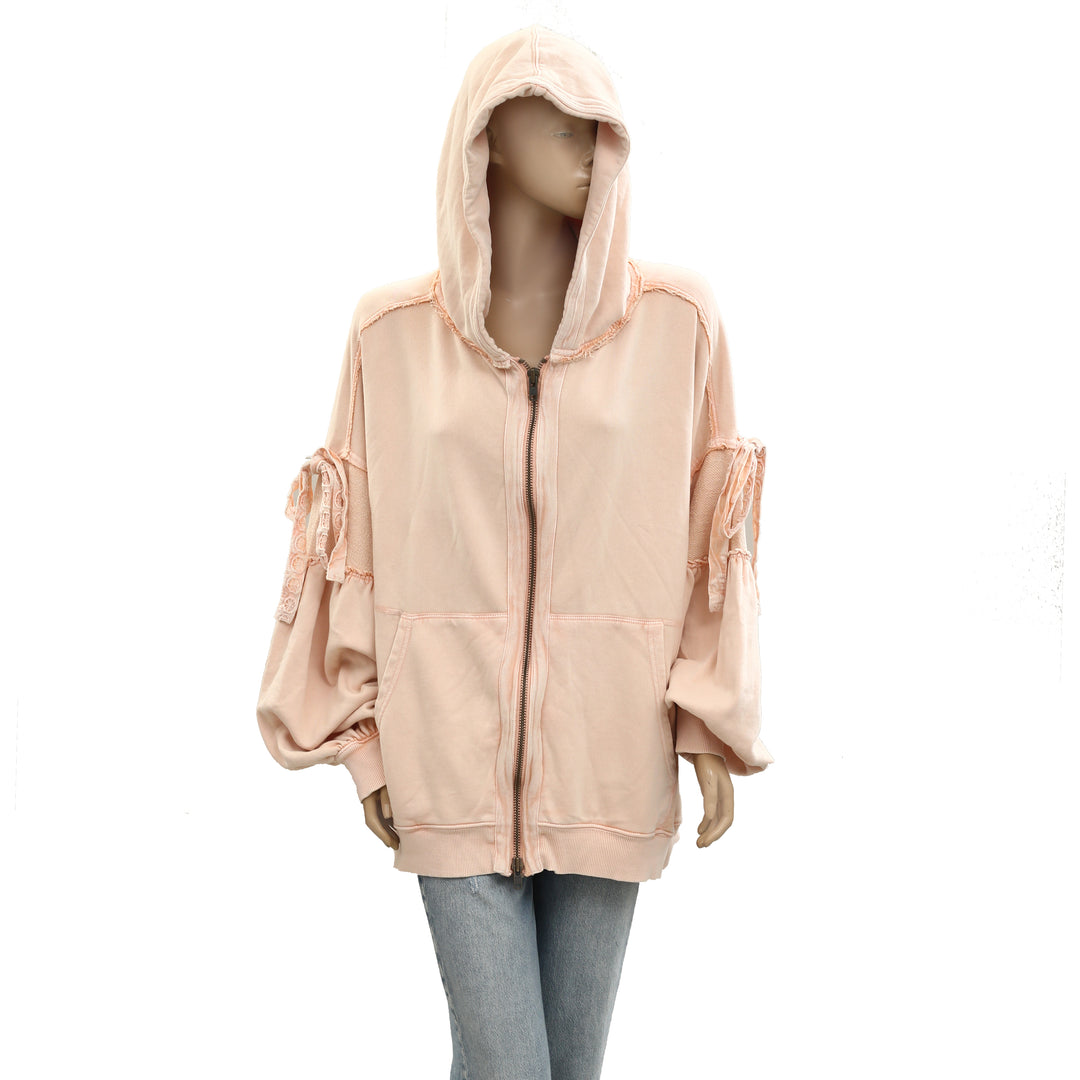 Free People Bow Girl Sweatshirt Hoodie Jacket Top