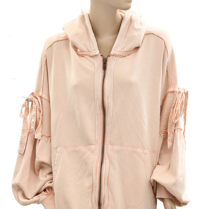 Free People Bow Girl Sweatshirt Hoodie Jacket Top