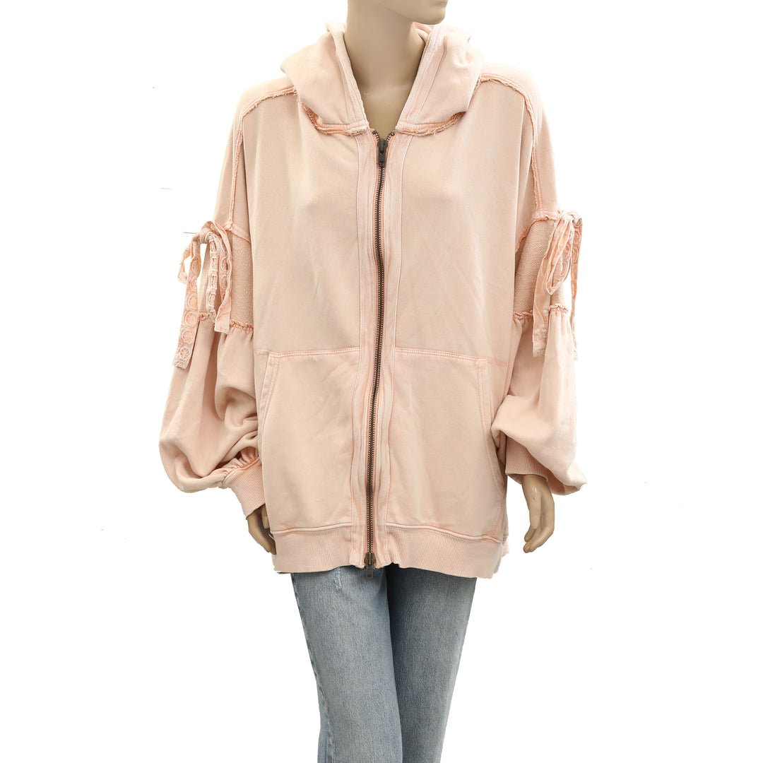 Free People Bow Girl Sweatshirt Hoodie Jacket Top