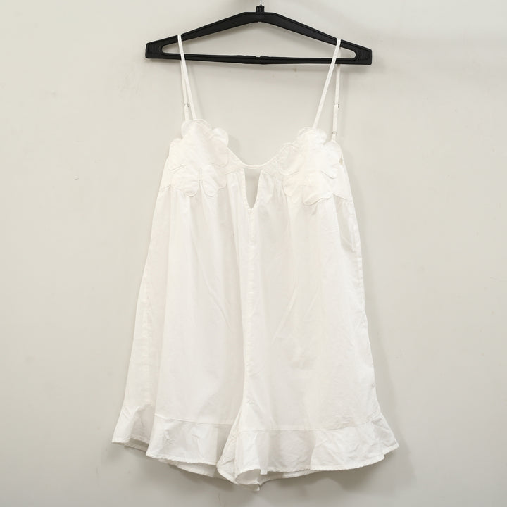 Anthropologie Floral Patchwork Ruffle Sleeveless Romper Dress