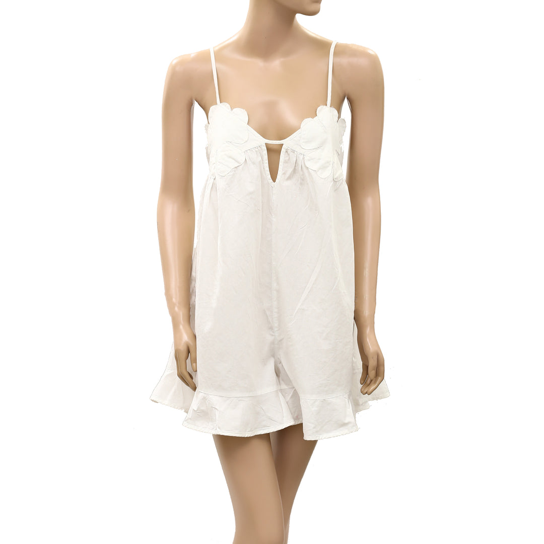 Anthropologie Floral Patchwork Ruffle Sleeveless Romper Dress